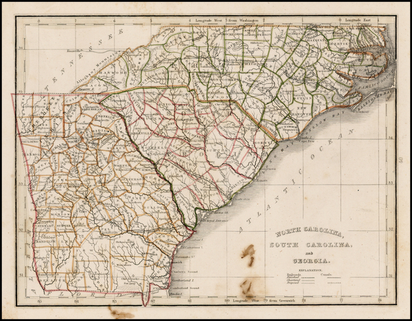 32-Southeast Map By Thomas Gamaliel Bradford