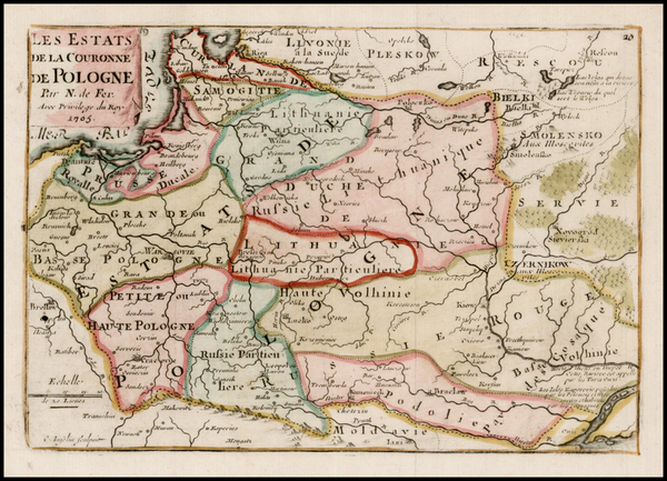 2-Poland, Russia, Ukraine and Baltic Countries Map By Nicolas de Fer