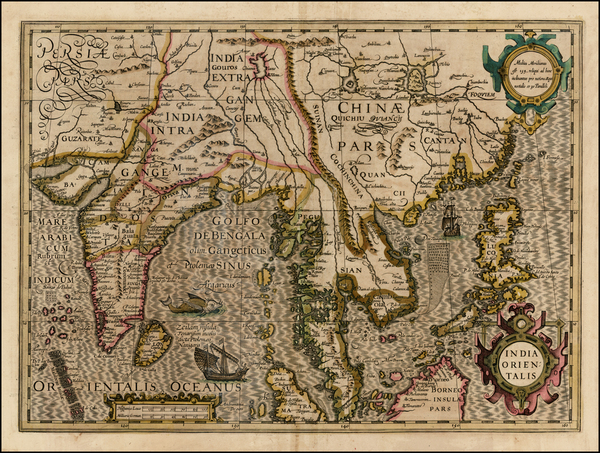 11-China, India, Southeast Asia and Philippines Map By Jodocus Hondius