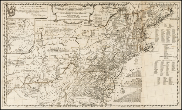 61-New England, Southeast and Midwest Map By Lewis Evans / Thomas Pownall