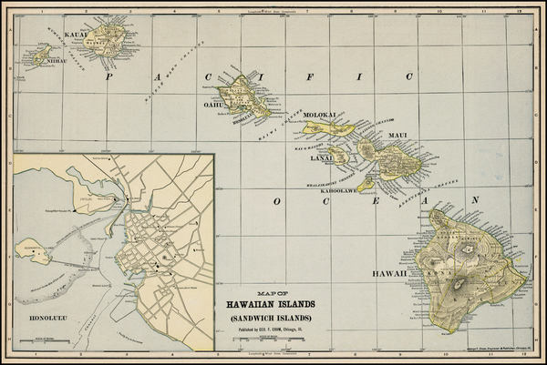 8-Hawaii and Hawaii Map By George F. Cram