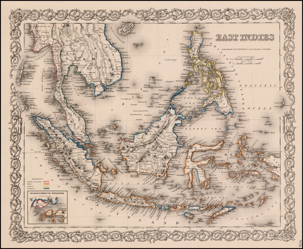 50-Southeast Asia, Philippines and Other Pacific Islands Map By Joseph Hutchins Colton