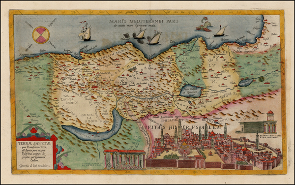 66-Holy Land Map By Gerard de Jode