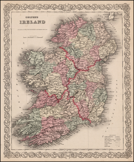 11-Ireland Map By Joseph Hutchins Colton