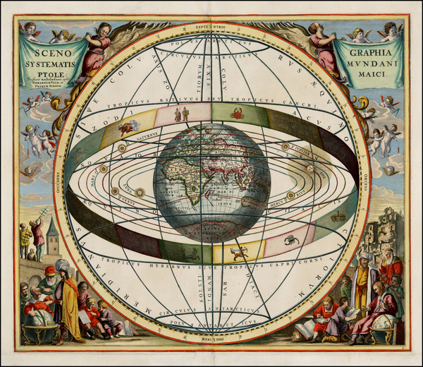 43-World, World, Celestial Maps and Curiosities Map By Andreas Cellarius / Gerard & Leonard Va