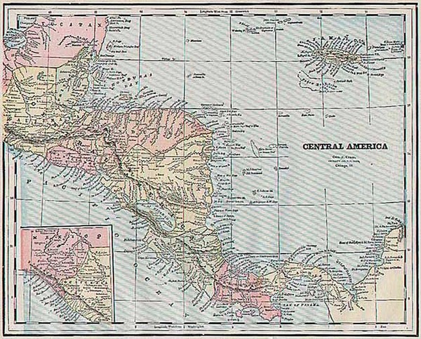 90-Central America Map By George F. Cram