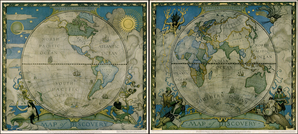 24-World and World Map By Newell Convers Wyeth