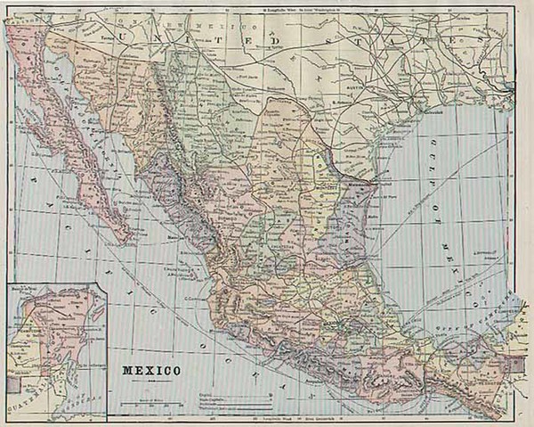 63-Mexico Map By George F. Cram