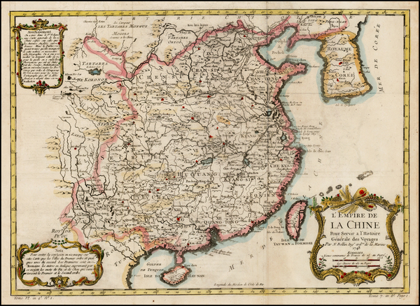 16-China and Korea Map By Jacques Nicolas Bellin