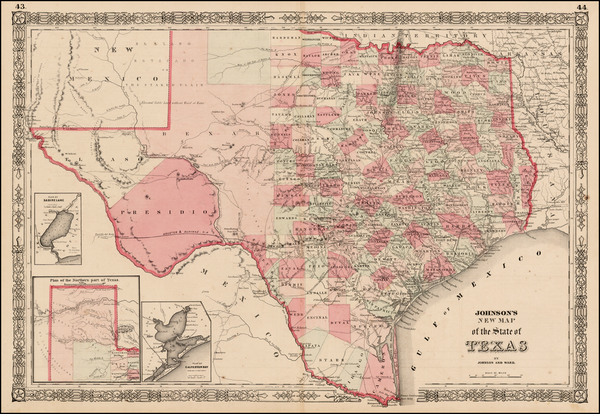 80-Texas Map By Benjamin P Ward  &  Alvin Jewett Johnson