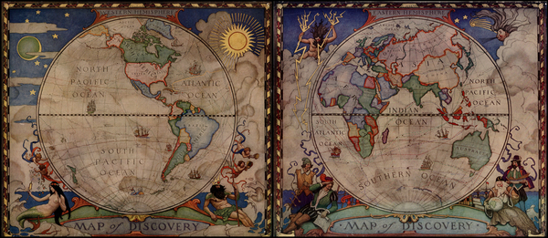 58-World and World Map By Newell Convers Wyeth