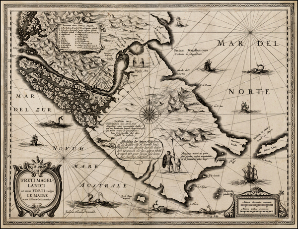 54-Polar Maps and South America Map By Jodocus Hondius