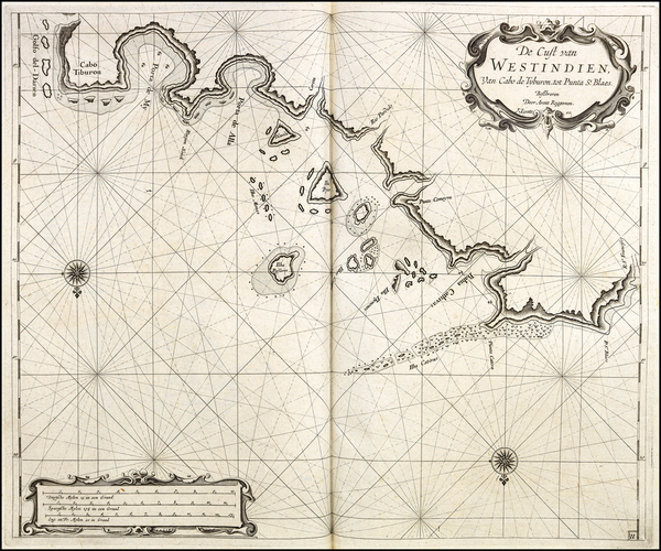 74-Central America and South America Map By Arent Roggeveen / Johannes Loots