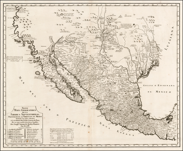 84-Texas, Plains, Southwest, Rocky Mountains, Mexico, Baja California and California Map By Jose A