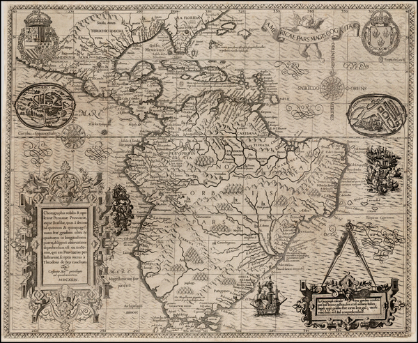 20-Mexico, Caribbean, Central America and South America Map By Theodor De Bry