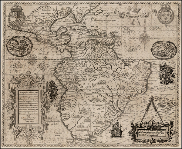 87-Mexico, Caribbean, Central America and South America Map By Theodor De Bry