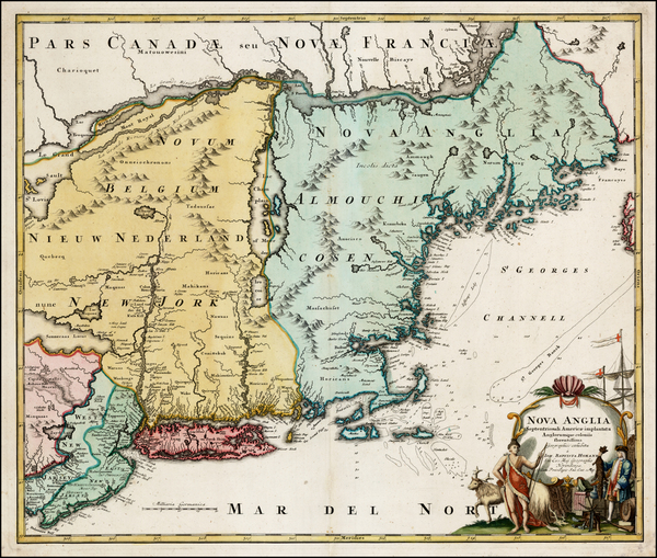 99-New England and Mid-Atlantic Map By Johann Baptist Homann