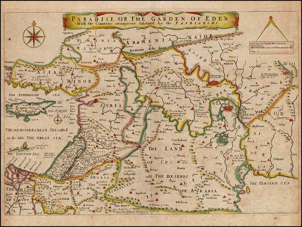 100-Middle East, Holy Land and Turkey & Asia Minor Map By Joseph Moxon