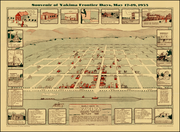 80-Washington Map By H. D.  Guie  &  C. A.  Badeau