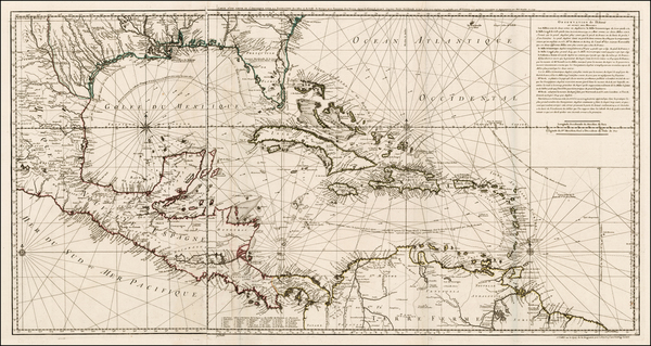 96-Florida, South, Texas, Mexico, Caribbean and Central America Map By Philippe Buache