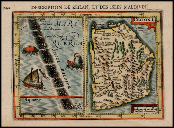 33-India and Other Islands Map By Pieter Bertius