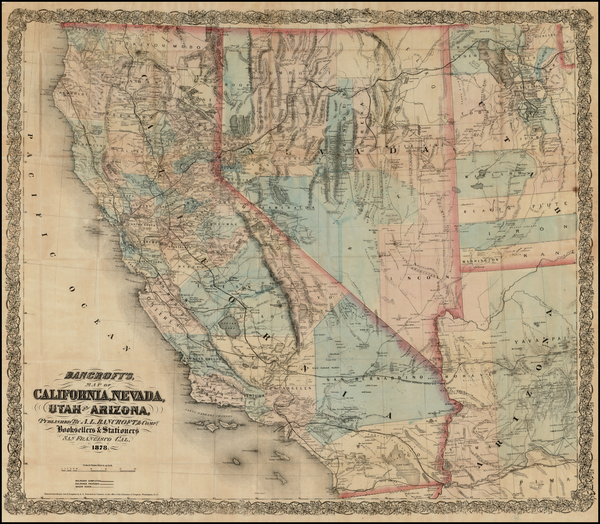 85-Southwest, Rocky Mountains and California Map By A.L. Bancroft & Co.