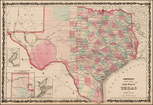 90-Texas Map By Benjamin P Ward  &  Alvin Jewett Johnson