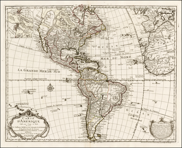 39-Alaska, South America and America Map By Guillaume De L'Isle / Philippe Buache