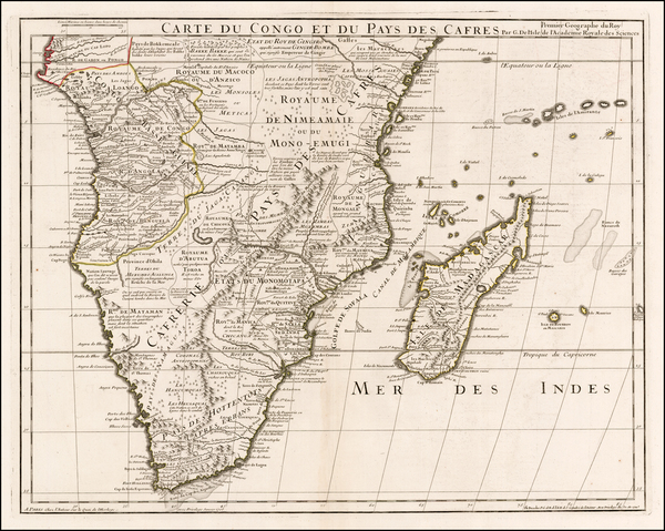 11-South Africa and East Africa Map By Guillaume De L'Isle  &  Philippe Buache