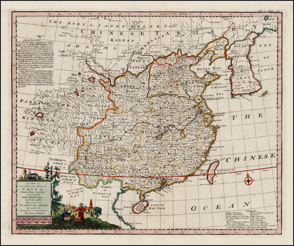 3-China and Korea Map By Emanuel Bowen