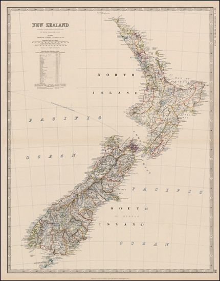 32-New Zealand Map By W. & A.K. Johnston