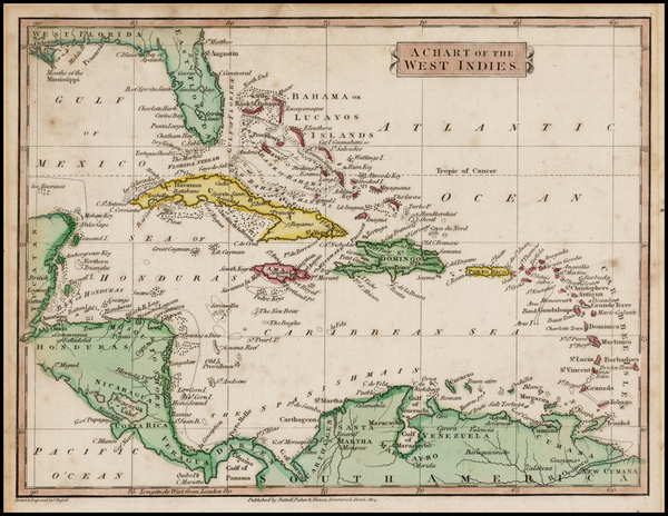 75-Florida and Caribbean Map By Nuttall, Fisher & Dixon
