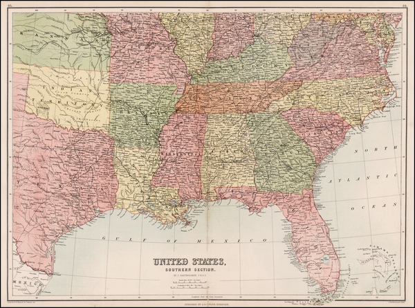 34-South, Southeast, Texas and Plains Map By Adam & Charles Black