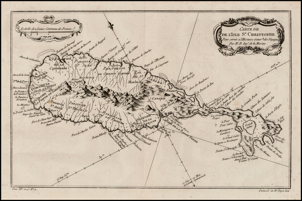 53-Caribbean Map By Jacques Nicolas Bellin