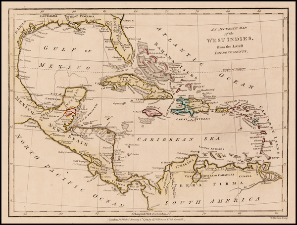 72-Florida, South, Caribbean and Central America Map By Robert Wilkinson