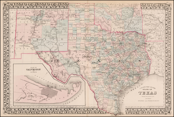 35-Texas, Plains and Southwest Map By Samuel Augustus Mitchell Jr.