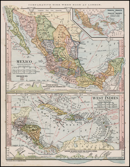 90-Mexico and Caribbean Map By James Monteith