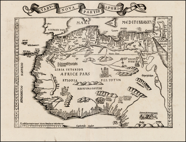 NORTH AFRICA by C. Ptolemeus - L. Fries  Sanderus Antique Maps - Antique  Map Webshop