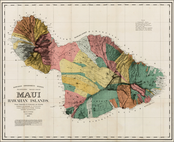 5-Hawaii and Hawaii Map By Hawaiian Government Survey