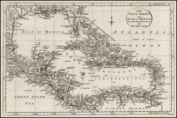 9-Florida, Caribbean and Central America Map By Town & Country Magazine