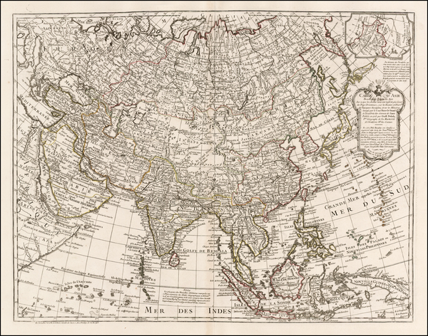 65-Alaska, Asia and Asia Map By Philippe Buache