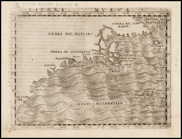 89-New England, Mid-Atlantic, Southeast and Canada Map By Giacomo Gastaldi