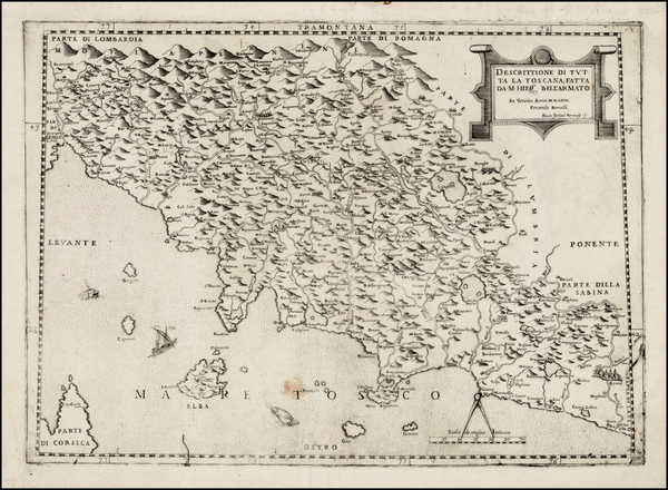 60-Northern Italy Map By Paolo Forlani / Ferrando Bertelli