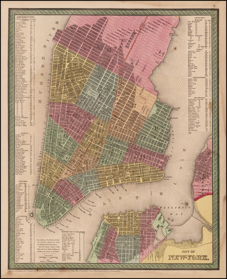 5-New York City Map By Thomas, Cowperthwait & Co.