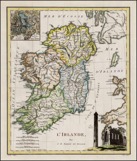 0-Ireland Map By J.G. Barbie du Bocage