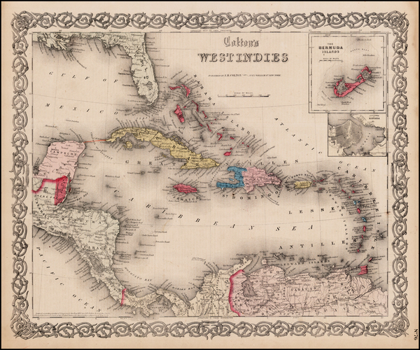 94-Caribbean, Central America and South America Map By Joseph Hutchins Colton