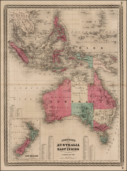 63-Southeast Asia, Philippines, Australia and New Zealand Map By Alvin Jewett Johnson