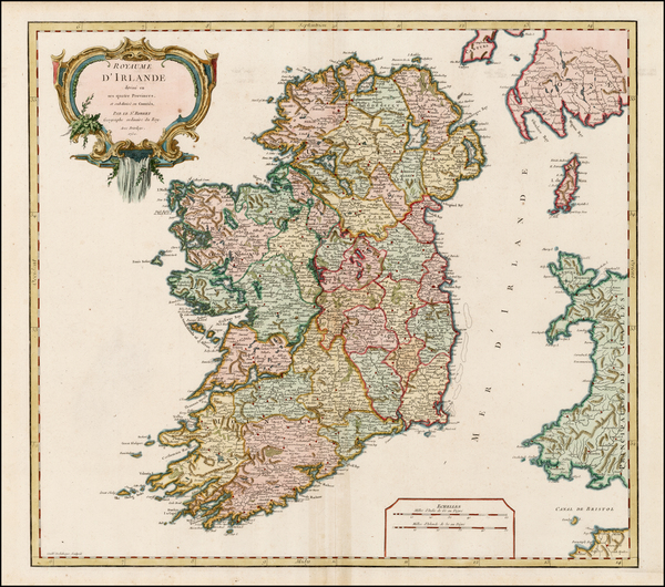 47-Ireland Map By Gilles Robert de Vaugondy