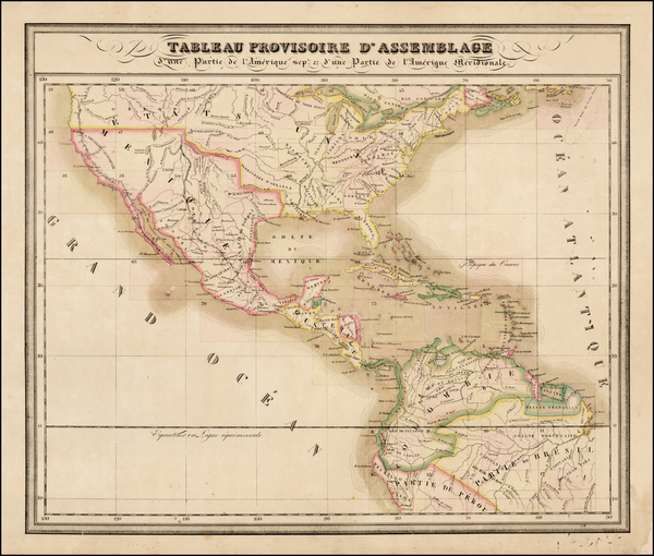 9-United States, Mexico, Central America and South America Map By Philippe Marie Vandermaelen