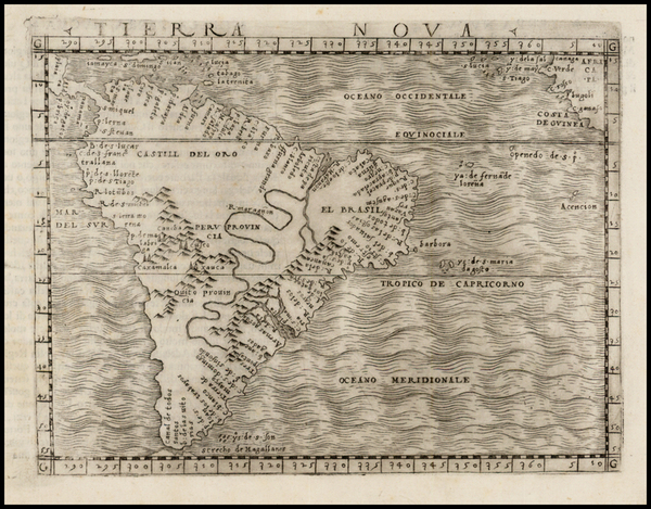 96-South America Map By Giacomo Gastaldi